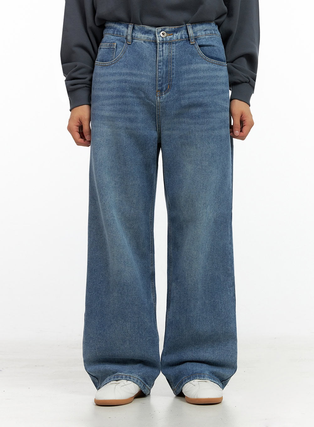 mens-washed-wide-leg-jeans-in426 / Blue