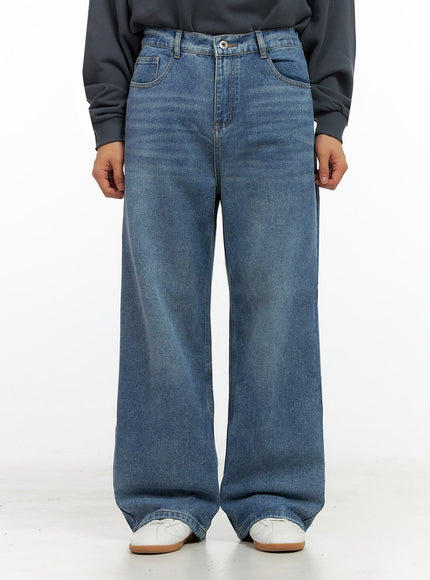mens-washed-wide-leg-jeans-in426 / Blue