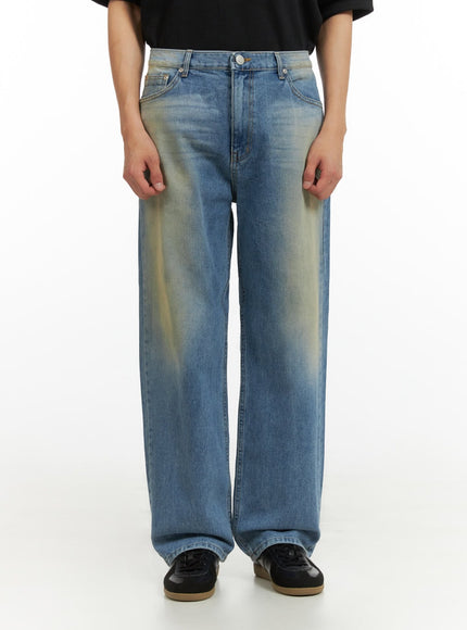 mens-light-washed-baggy-jeans-iu419 / Blue