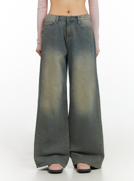 inez-washed-denim-wide-leg-jeans-is427 / Blue