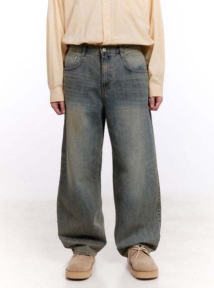 mens-wide-fit-washed-baggy-jeans-im512 / Blue