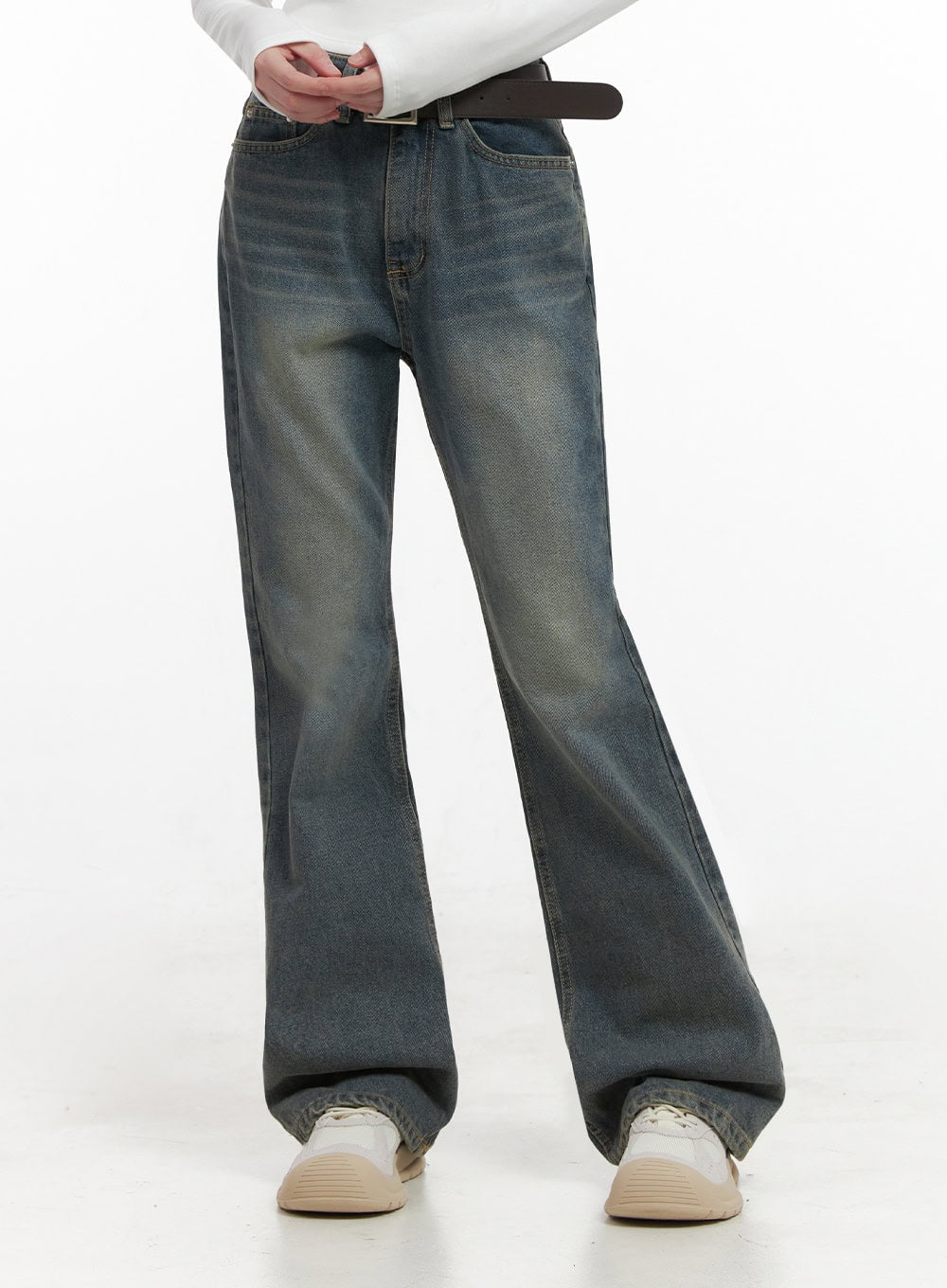 Asher Slimline Washed Bootcut Jeans ID402 in Blue, size L