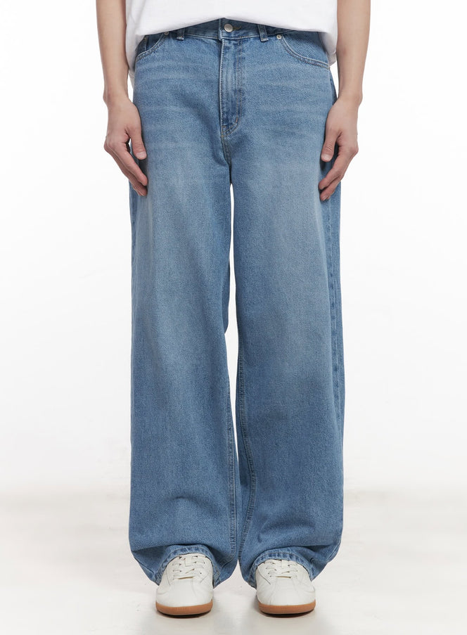 mens-washed-relaxed-fit-jeans-im519 / Blue