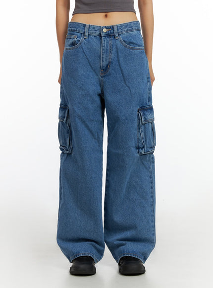 low-rise-cargo-baggy-jeans-il409 / Blue