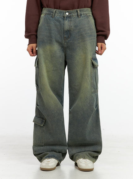 mens-wide-leg-cargo-jeans-in426 / Blue