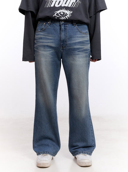 mens-washed-semi-flared-jeans-im512 / Blue