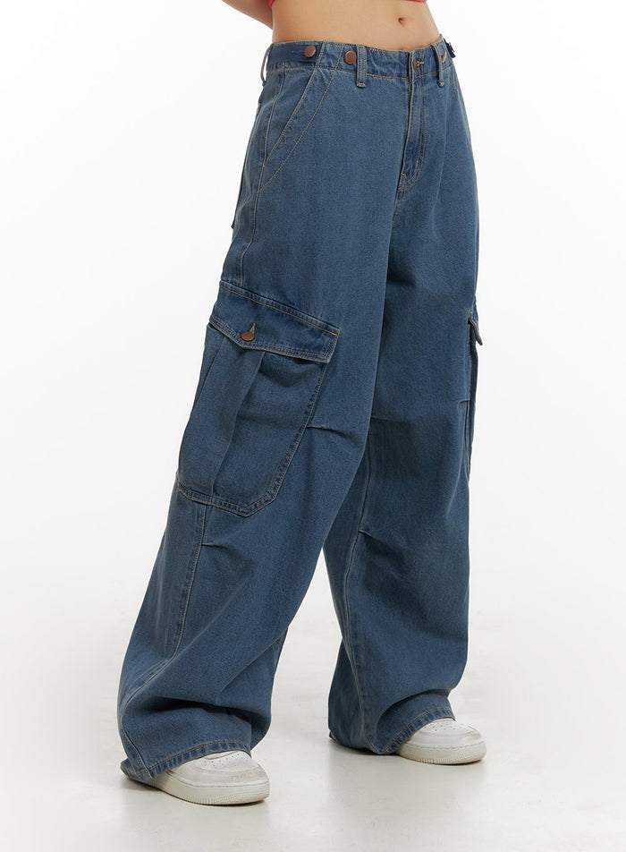 cargo-buttoned-jeans-iy410 / Blue