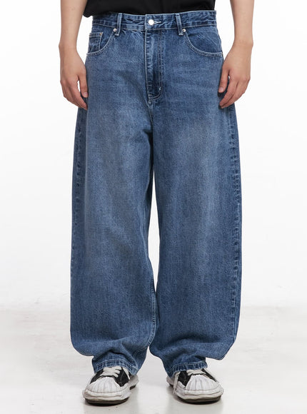 mens-dark-washed-wide-leg-jeans-blue-iy520 / Blue