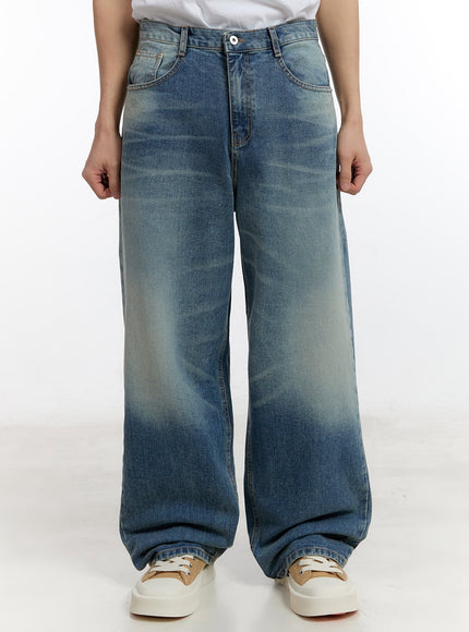 mens-washed-baggy-jeans-ia504 / Blue