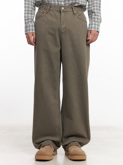 mens-cotton-washed-wide-leg-pants-im527 / Brown