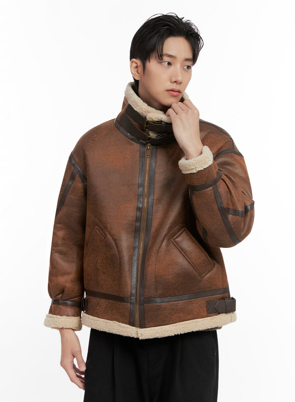 mens-warm-mustang-jacket-id406 / Brown