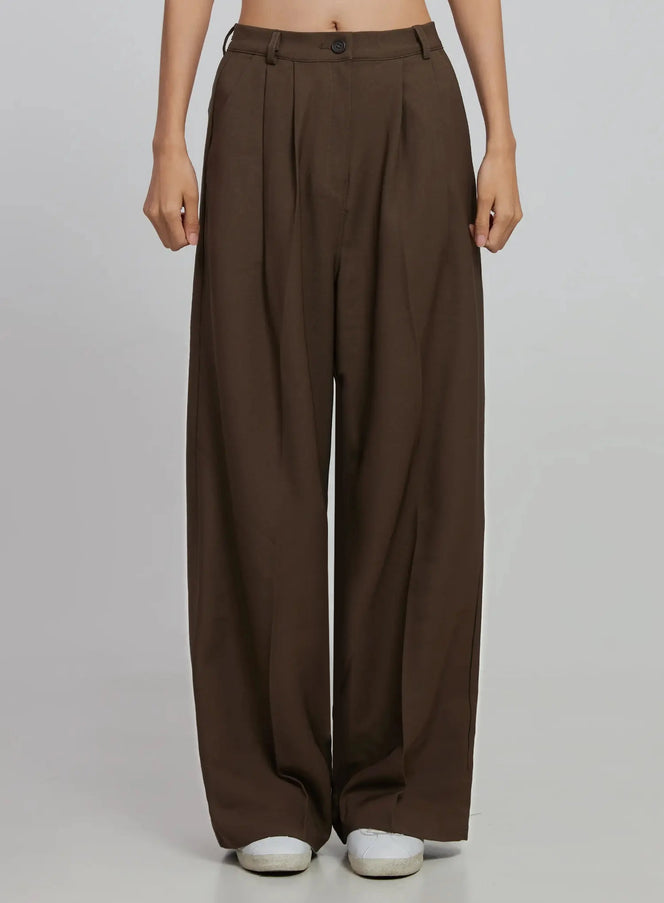 wide-leg-pin-tuck-trousers-id516 / Brown