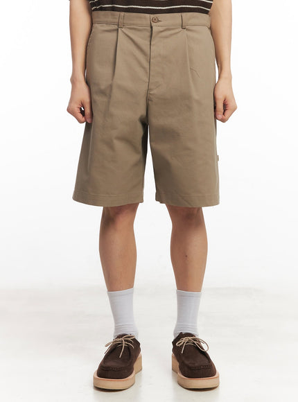 mens-roll-up-cotton-shorts-dark-beige-ia518 / Dark beige