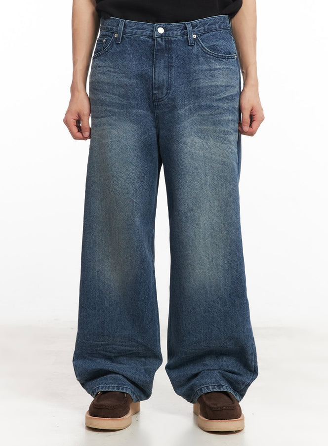 Men's Classic Wide-Fit Jeans IA521 in Dark blue, size L