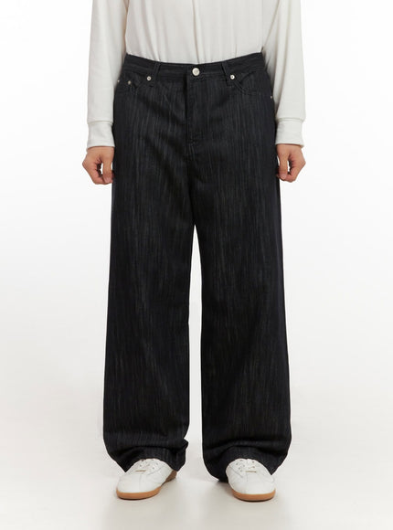 mens-washed-wide-fit-denim-jeans-id406 / Dark blue