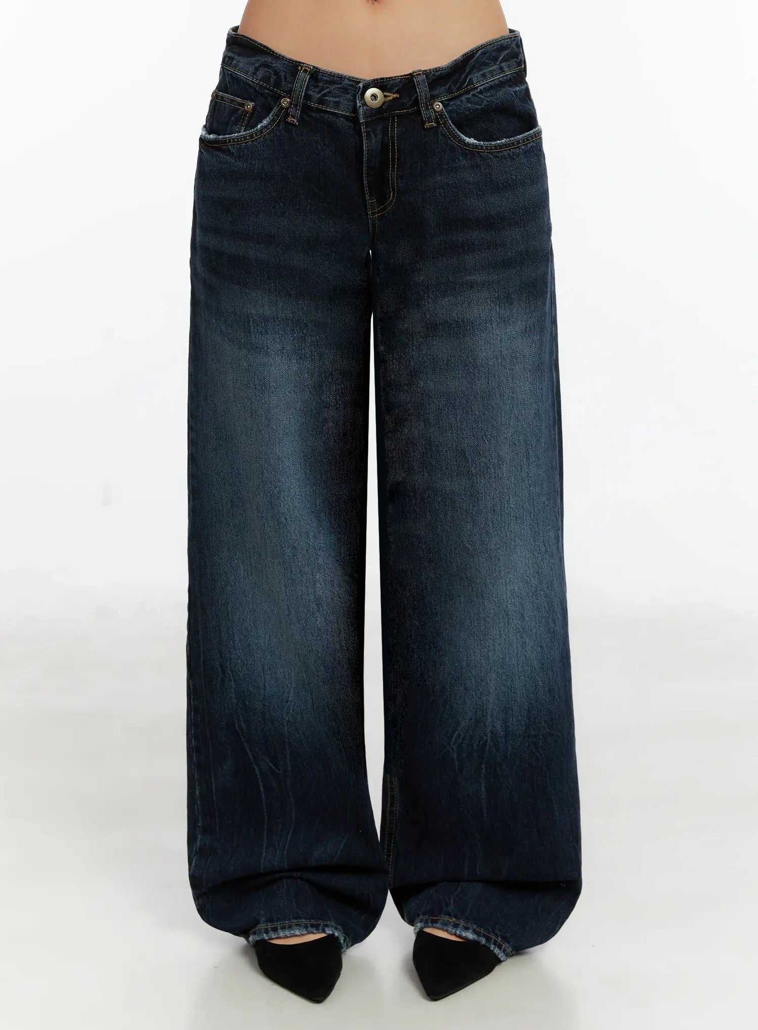 Aimee Low Rise Wide Leg Jeans ID525 in Dark blue, size L