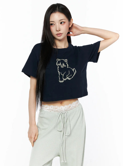 graphic-print-crop-tee-cu511 / Dark blue