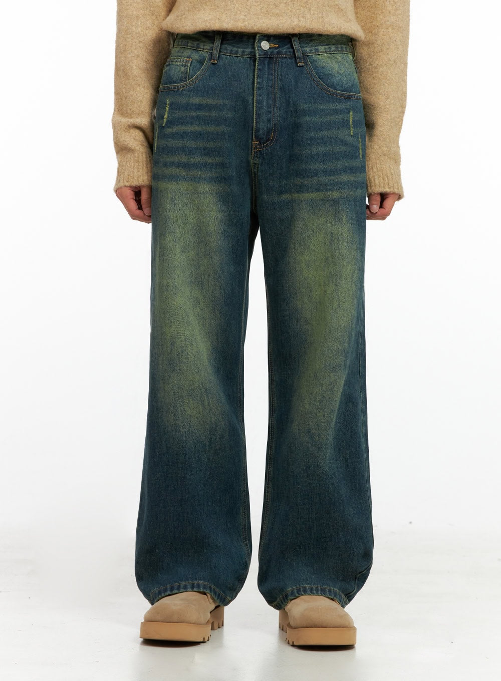 mens-washed-vintage-wide-leg-jeans-in426 / Dark blue