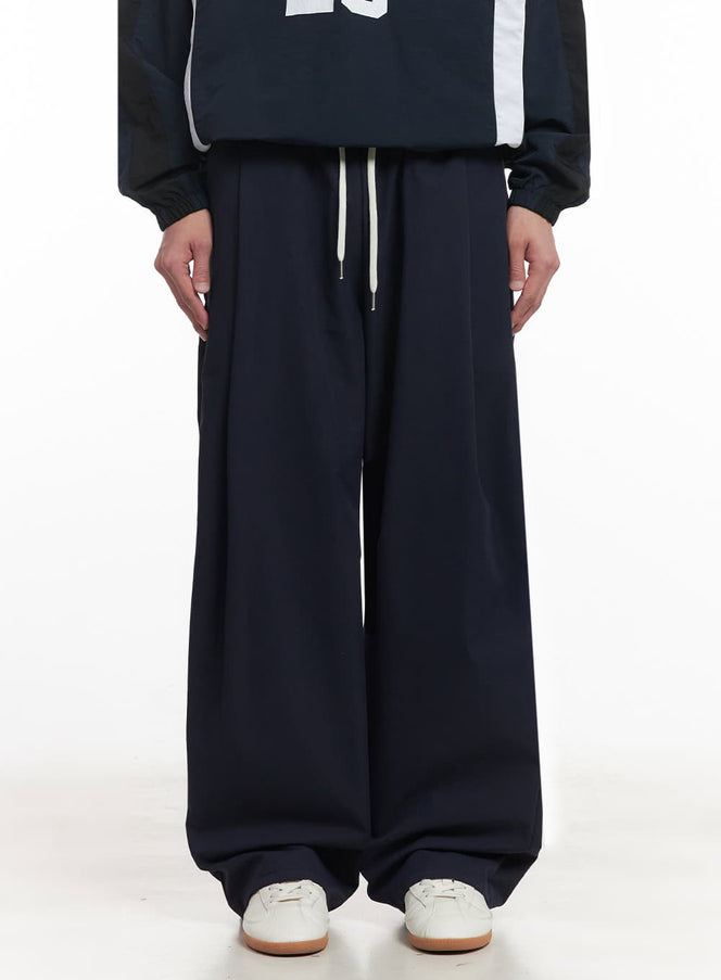 mens-pintuck-windbreaker-sweatpants-ia510 / Dark blue