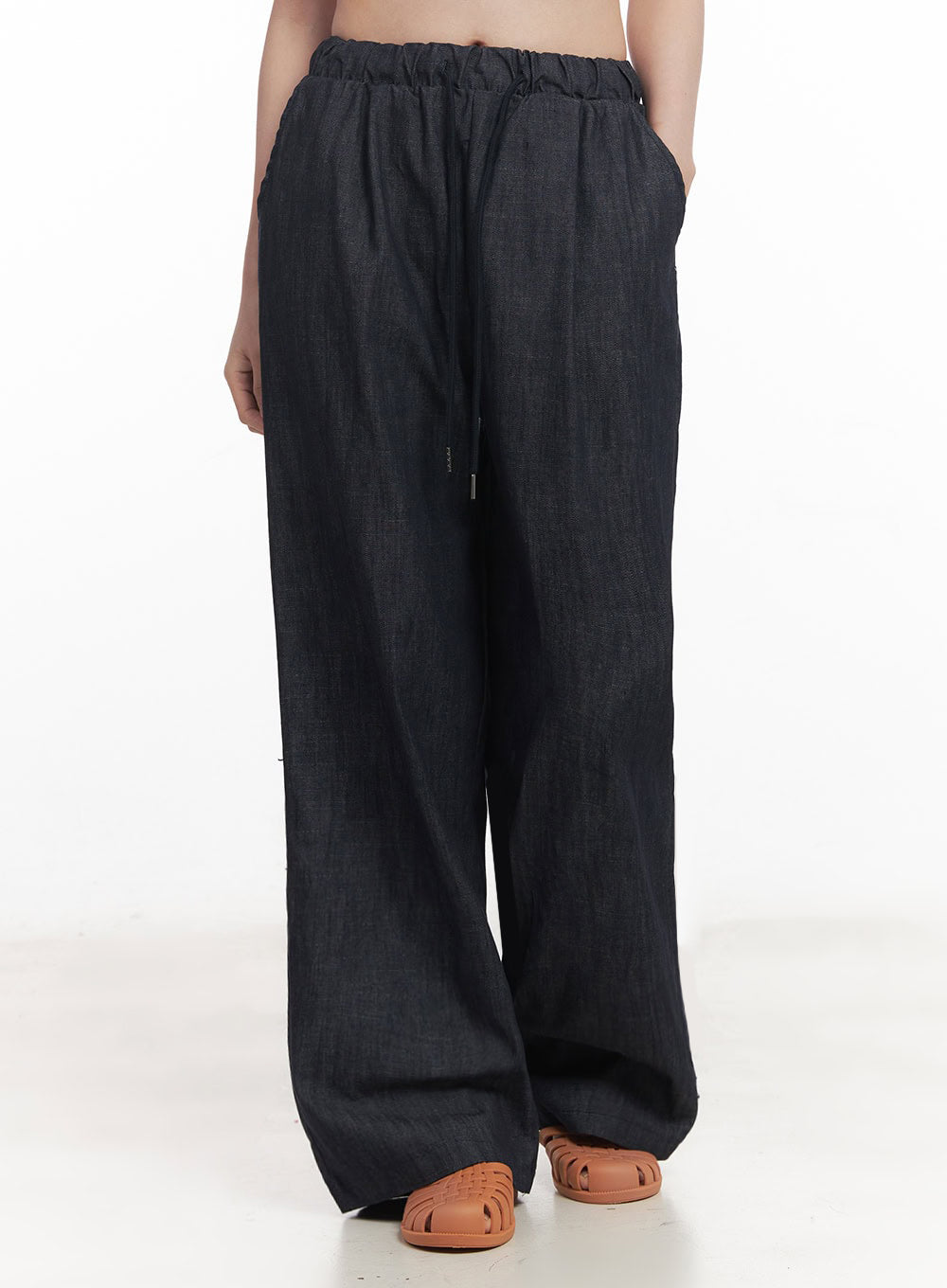 Cotton Denim Wide-Leg Pants IY509 in Dark blue, size S/M