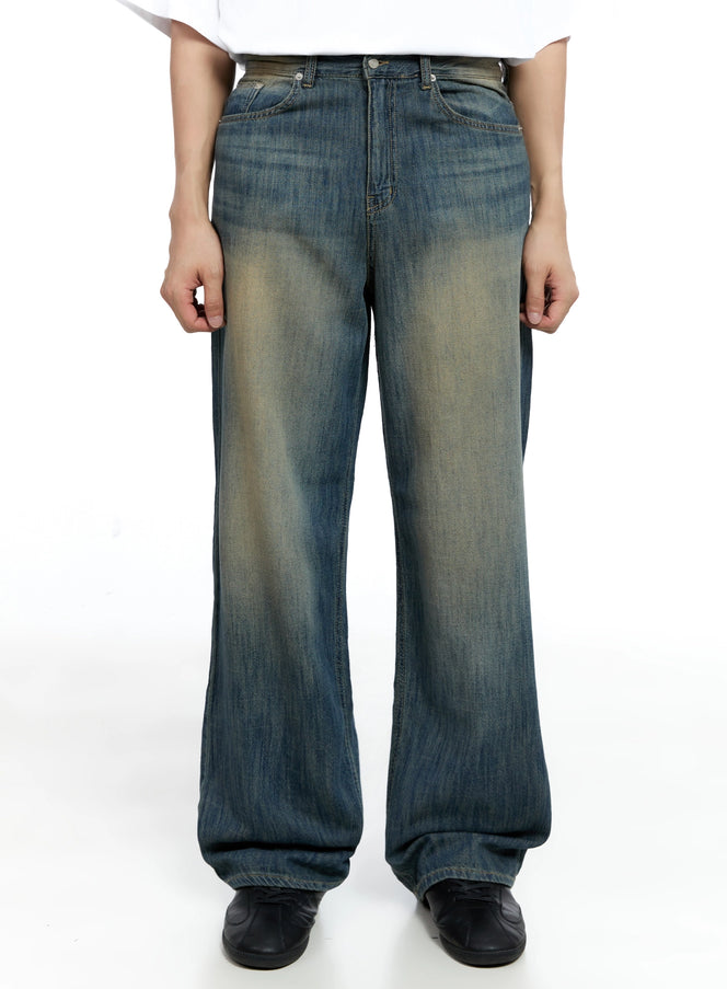 Men's Vintage Wide-Leg Jeans IG520 in Dark blue, size L