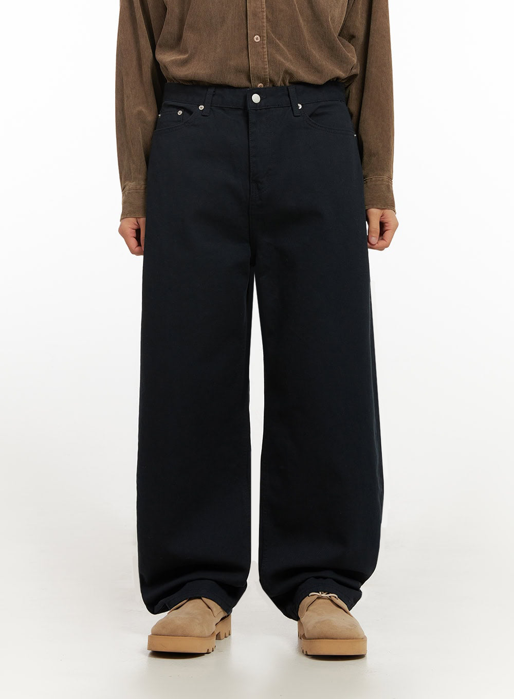 mens-cotton-solid-wide-fit-pants-id413 / Dark blue