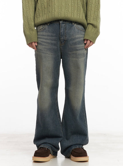 mens-washed-flared-jeans-im517 / Dark blue