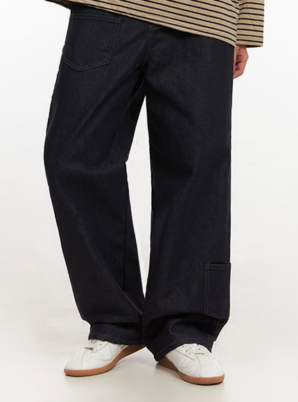 mens-pocket-detail-denim-pants-if517 / Dark blue