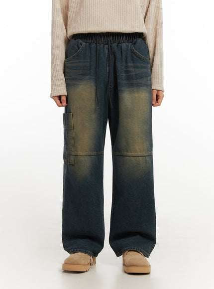 mens-pocket-detail-wide-leg-jeans-id406 / Dark blue