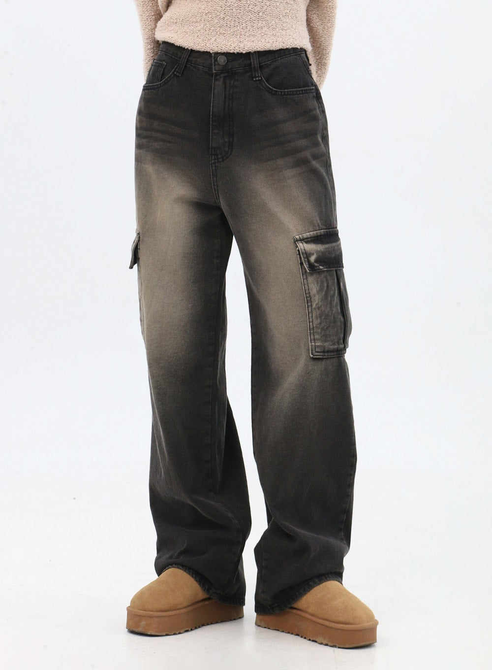 cargo-wide-leg-jeans-in314 / Dark brown