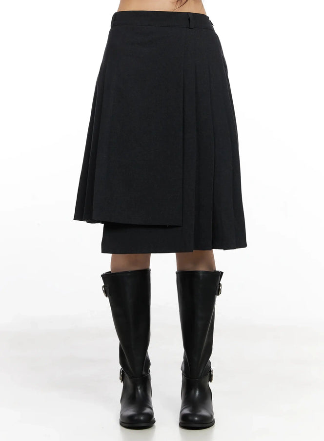 asymmetrical-pleated-midi-skirt-in528 / Dark gray