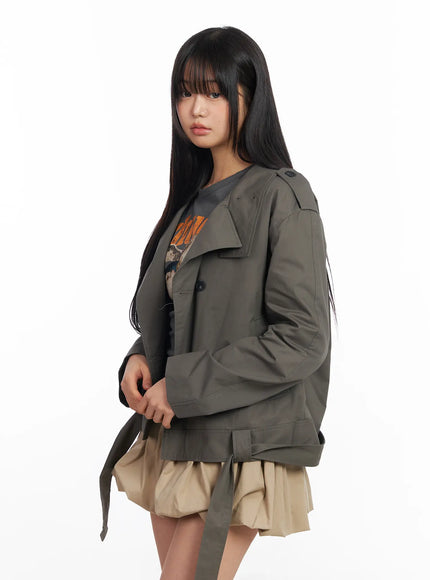 oversized-belted-trench-jacket-cf504 / Dark gray