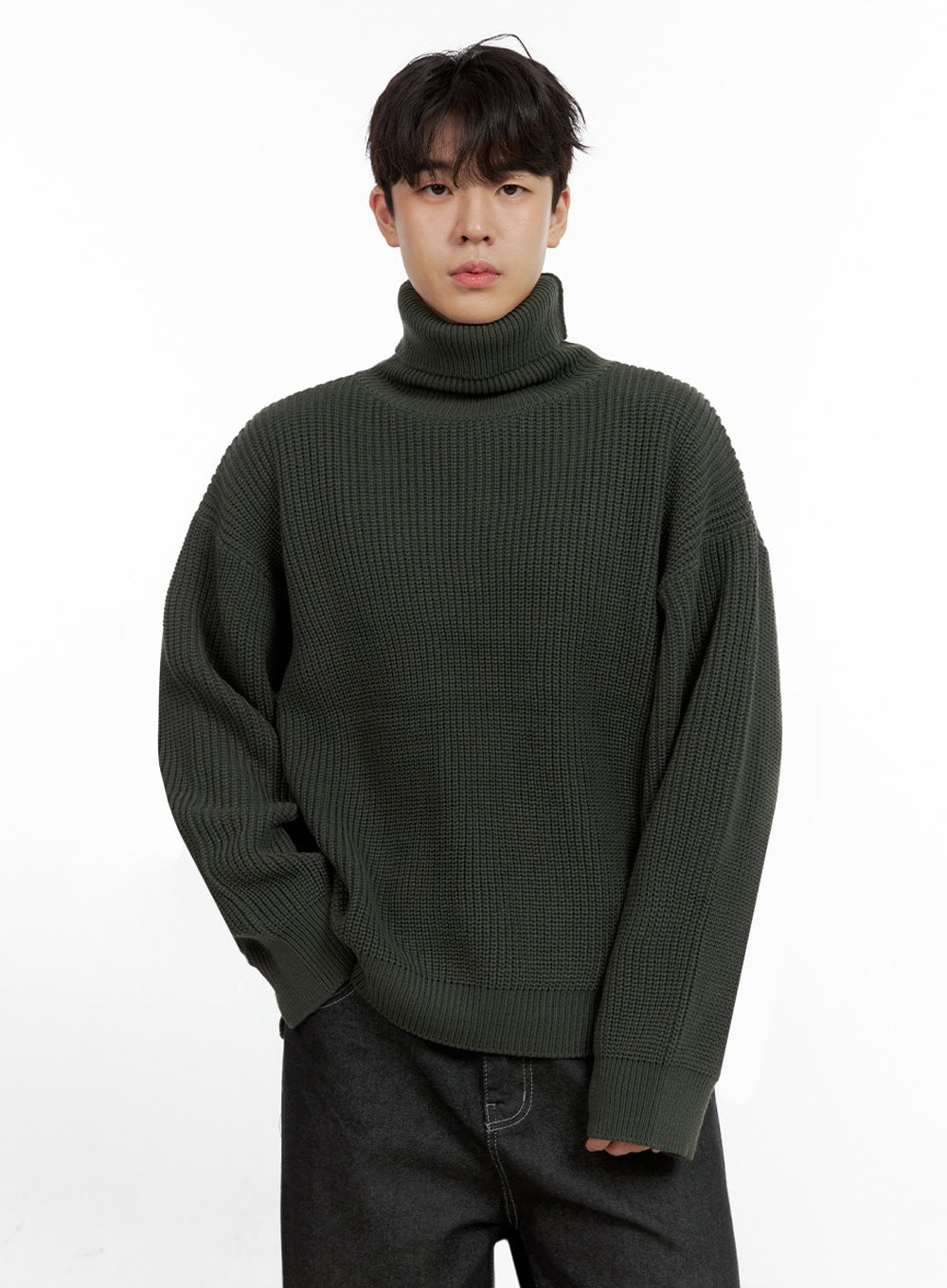 mens-cozyknit-turtle-neck-sweater-in422 / Dark green