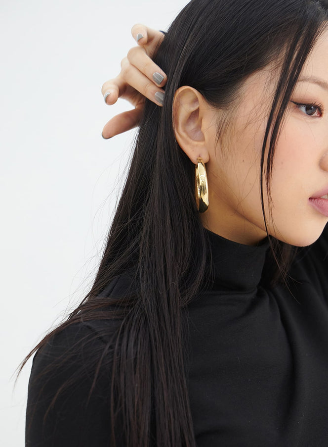 Chunky Hoop Earrings IN317 in Dark yellow, size One Size