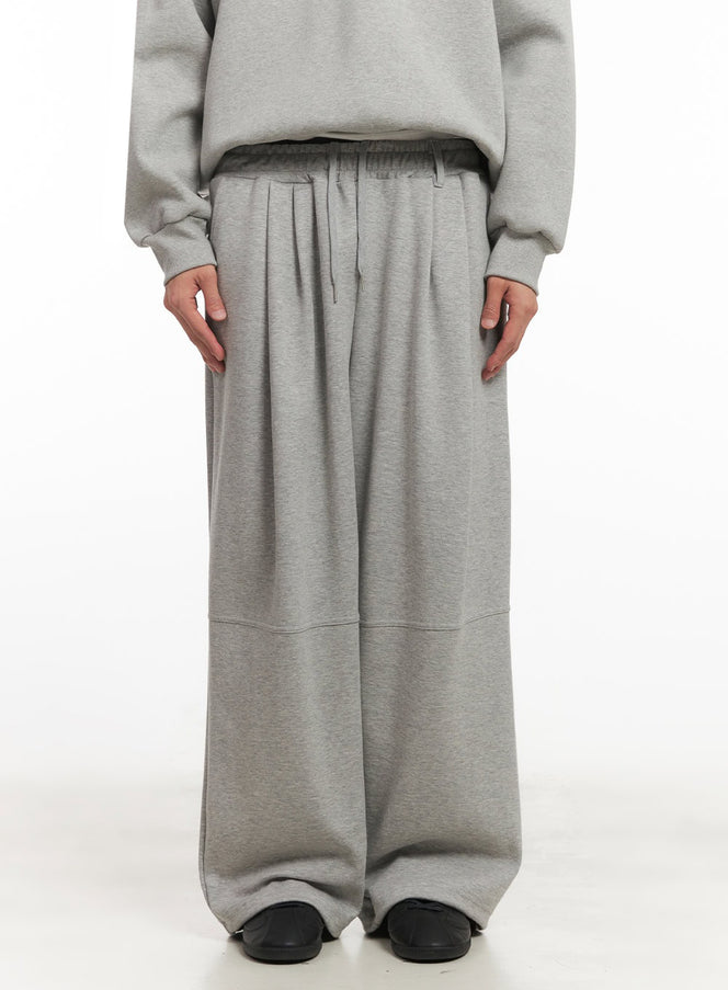 mens-pintuck-wide-leg-sweatpants-ia510 / Gray