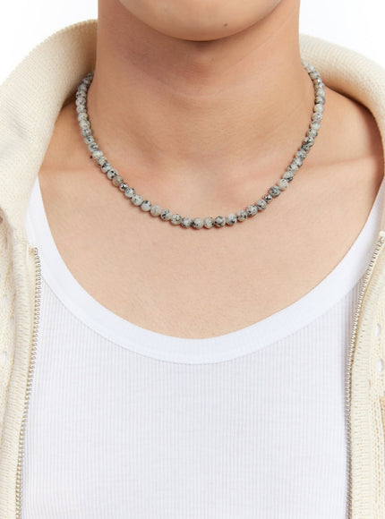 men-s-beaded-charm-necklace-iy530 / Gray
