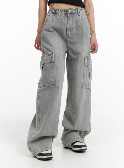 denim-cargo-pants-if426 / Gray