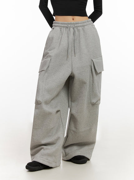 warm-wide-leg-cargo-sweatpants-id431 / Gray