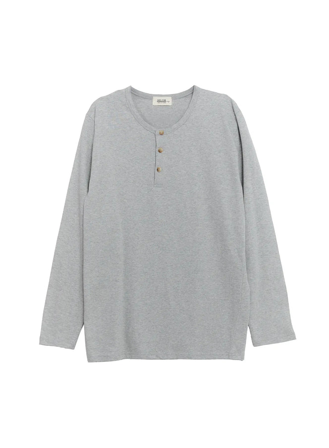 mens-henley-neck-long-sleeve-tee-ig512 / Gray