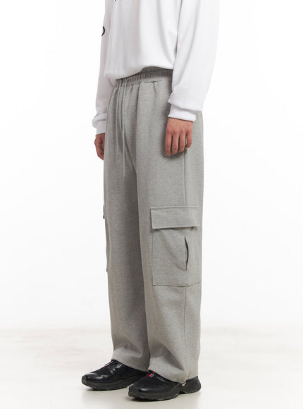 mens-cargo-pocket-wide-fit-sweatpants-im517 / Gray