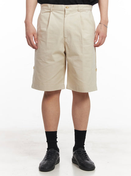 mens-roll-up-cotton-shorts-light-beige-ia529 / Light beige