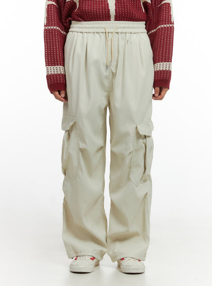 mens-basic-wide-cargo-pants-io420 / Light beige