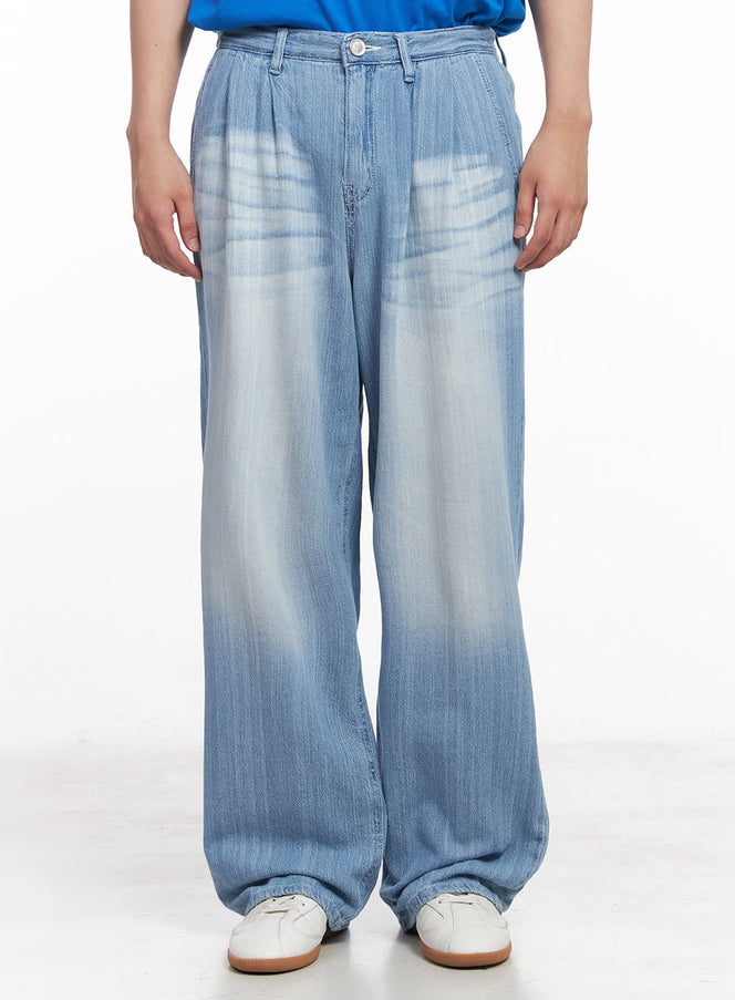 mens-pintuck-linen-comfort-jeans-light-blue-iy522 / Light blue