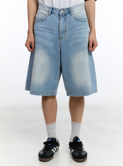men-s-washed-wide-leg-jorts-iy529 / Light blue