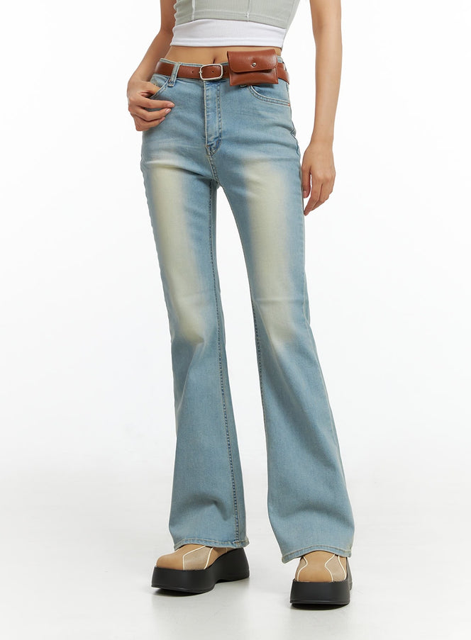 Light Washed Slim Fit Bootcut Jeans IL409 in Light blue, size L