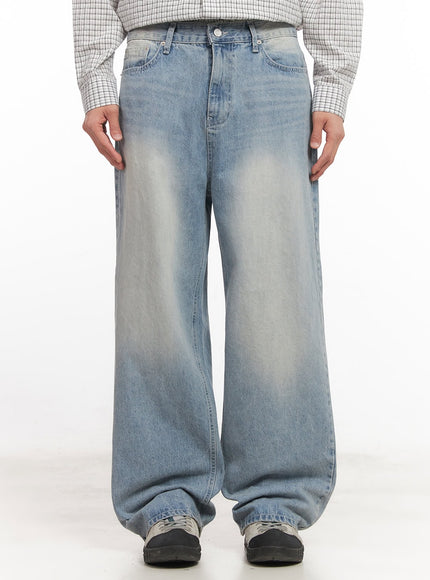 mens-wide-fit-washed-denim-jeans-ia510 / Light blue