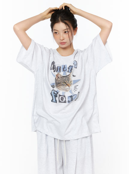 oversized-graphic-tee-iu519 / Light gray