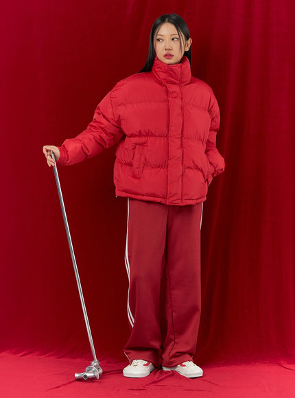 oversized-half-turtle-neck-puffer-jacket-in322 / Red