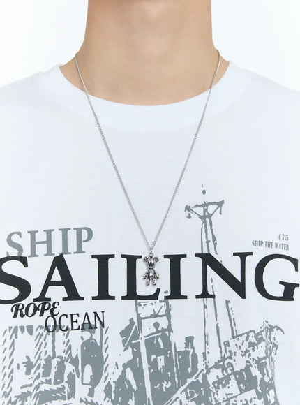 mens-teddy-pendant-necklace-il529 / Silver