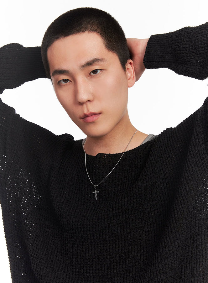 mens-bold-pendant-necklace-iy505 / Silver